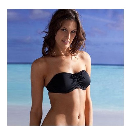 Soutien-gorge bandeau uni noir bain séparable