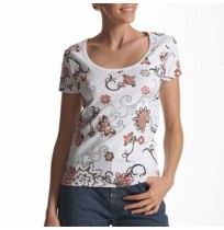 T-shirt femme uni ou imprimé, à manches courtes